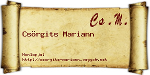 Csörgits Mariann névjegykártya